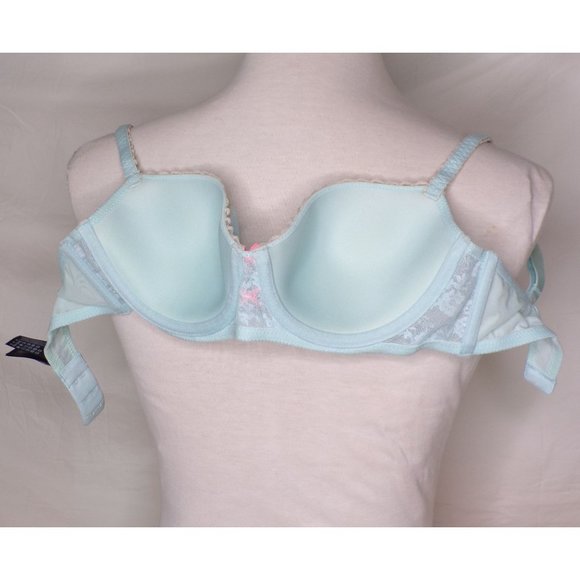 HEIDI KLUM Mon Coeur Lace Balconette Underwire Bra Blue 32C NEW - Picture 8 of 8